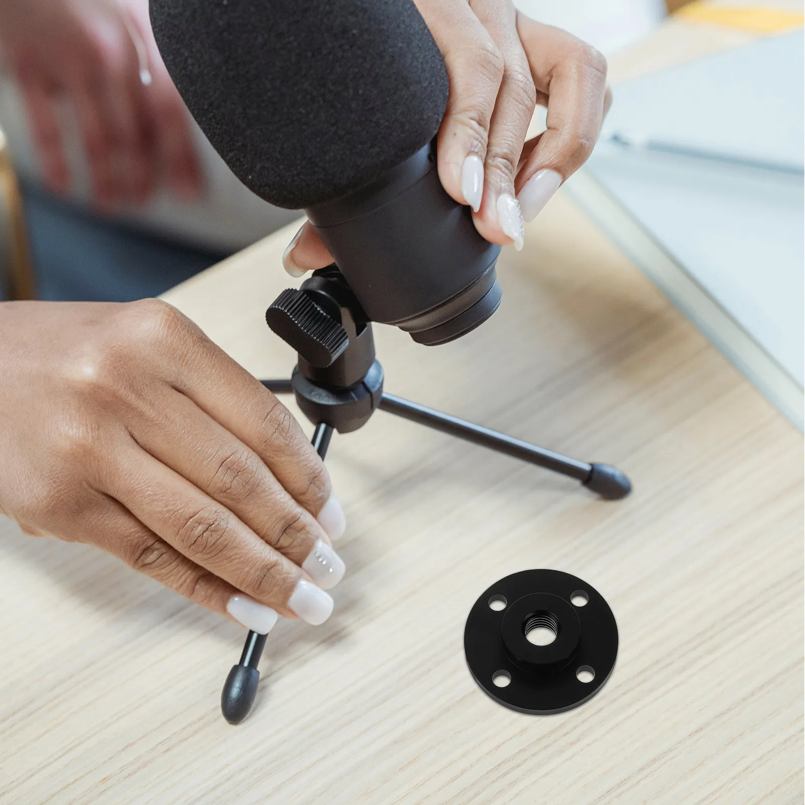 마이크 스탠드 클램프 금속 마이크 플랜지 마운트 데스크탑 암 월 홀더 고정 브래킷