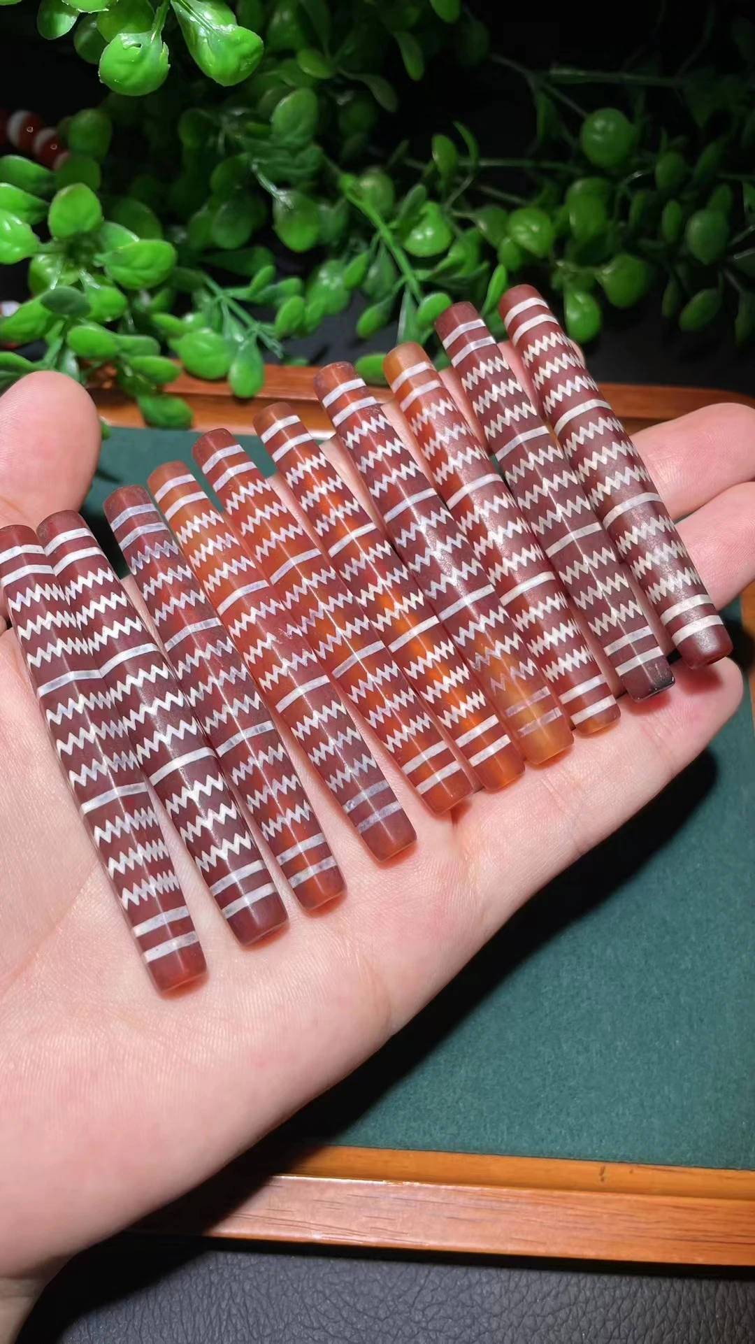 

10pcs/lot Rhombus shaped West Asian Pearl Long Tubes Red Agate Dzi Loose Beads Jewelry Accessories DIY