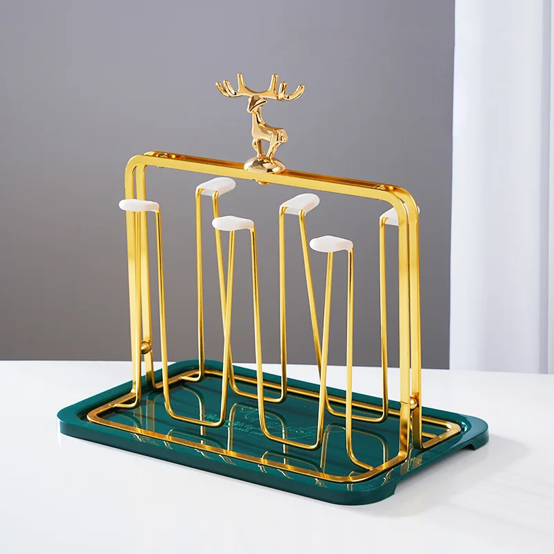 GIANXI Cup Storage Rack Nordic Reindeer Decorative Iron Cups Holders Household Water Cup Storage Drain Cup Holder 3