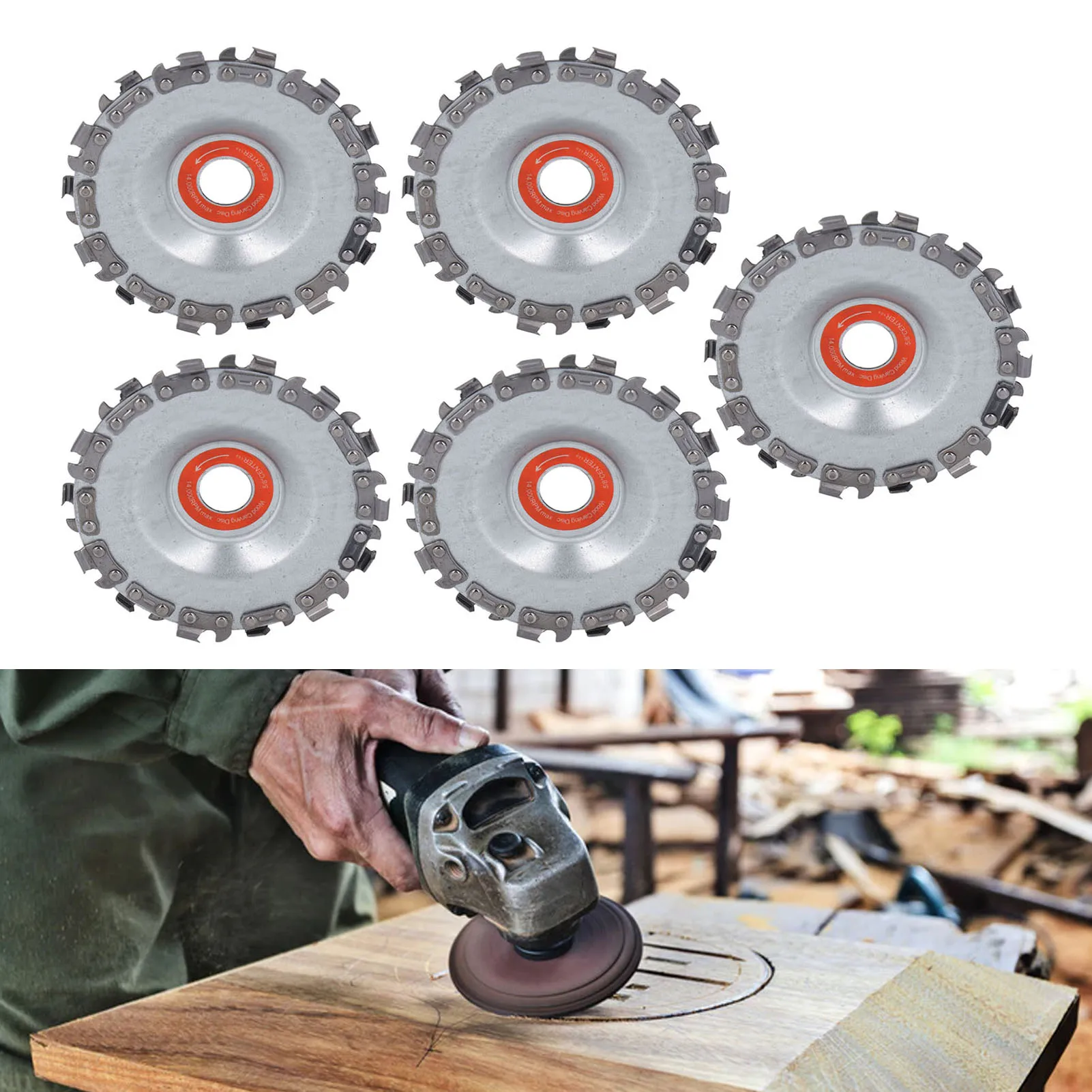 

5pcs Woodworking Carving Disc Chain Saw Blade Multifunctional Electric Angle Grinder Discs For Carving Cutting Shaping Pruning