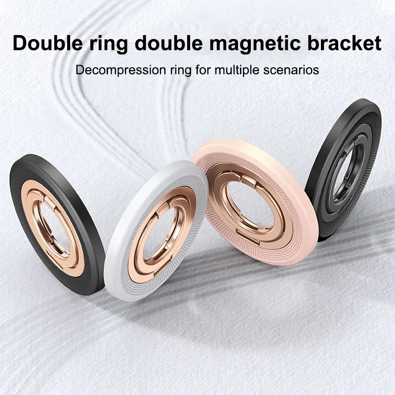 Magsafe Double-Sided Magnetic 360° Rotation Phone Holder with Ring Buckle and Decompression Damping