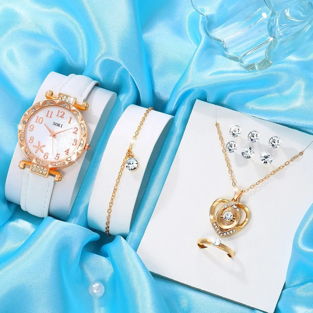 New 10pcs Set Watches Women Leather Band Ladies Watch Simple Casual Womens Analog WristWatch Gift Montre Femme 3