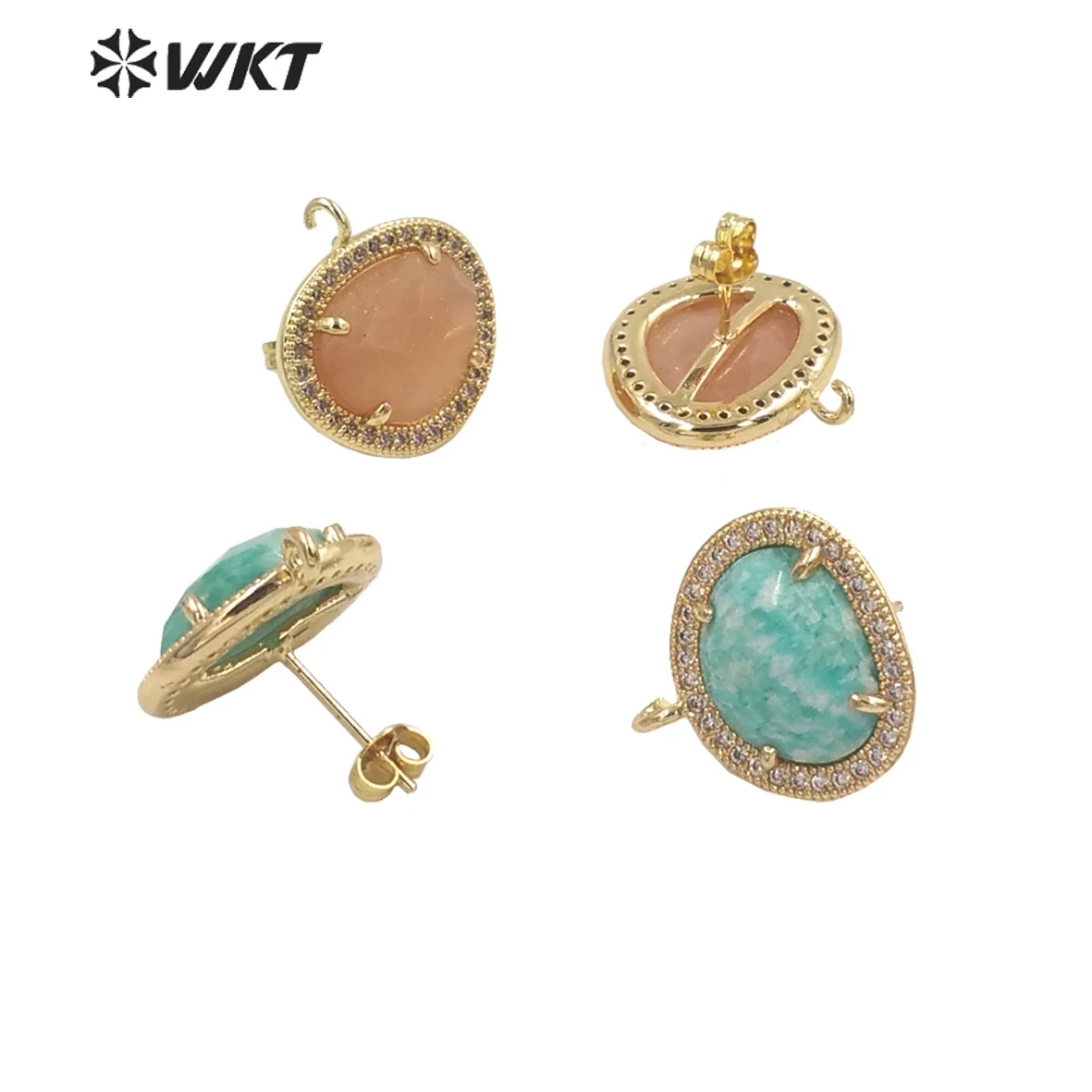 WT-JFE80  WKT 2023 new sale accessory micropave stone studs high quality exquisite jewelry accessories Retro earrings trend INS