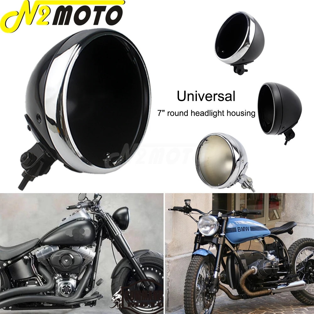 Universal 7inch Bottom Mount Headlight Head Lamp Bucket Housing
