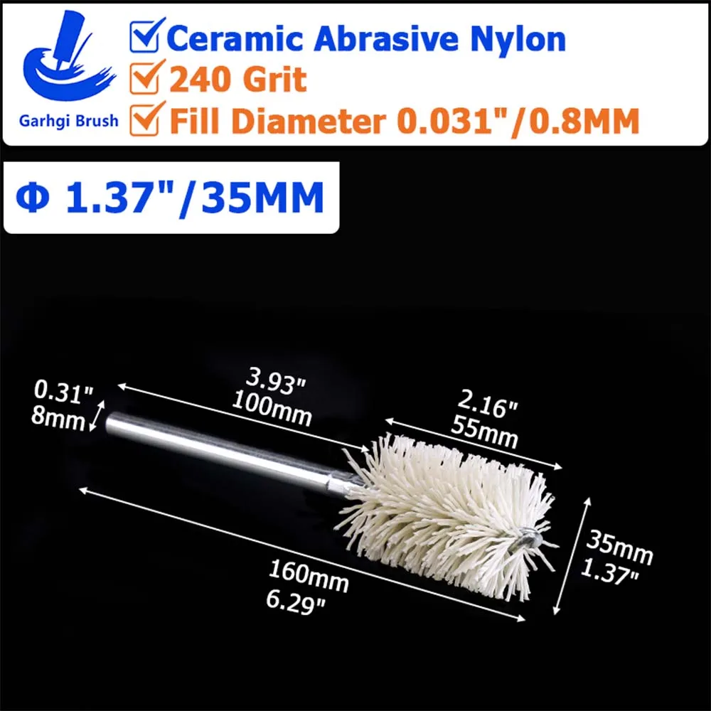 Ceramic Abrasive Nylon Tube Brushes for Surface Prep and Polishing