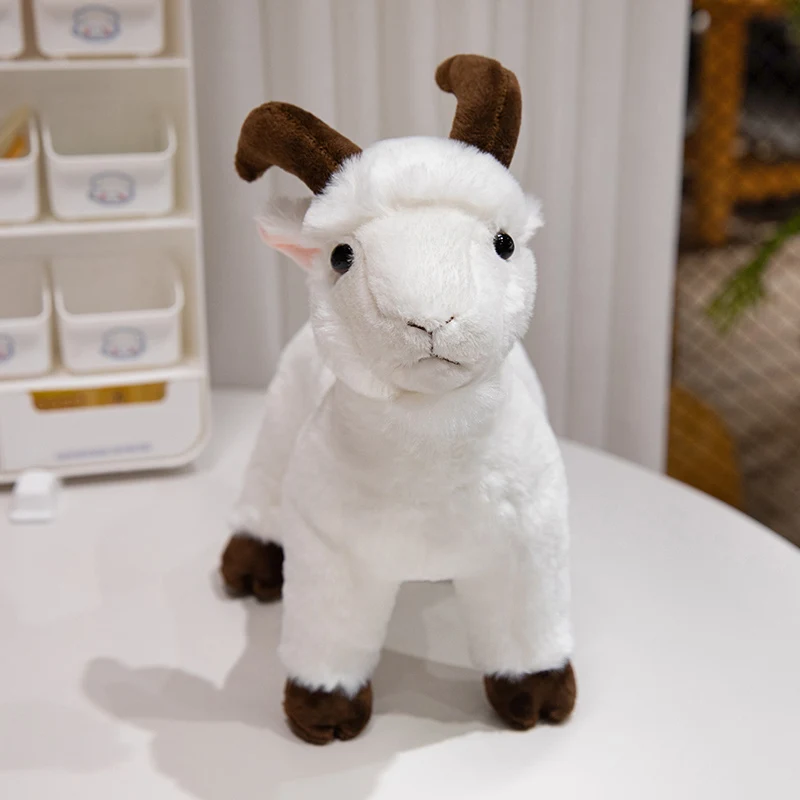 RLOMUTE 12.6 Inch White Goat Plush Toy Realistic Farm Stuffed Animal - View #3
