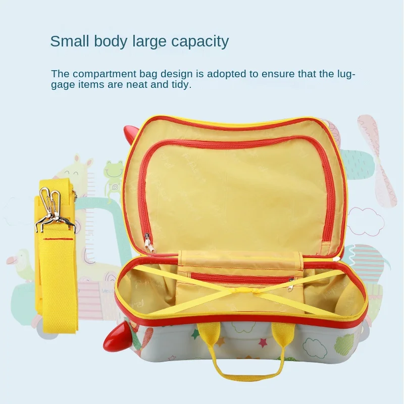Multifunctional Sitting and Children's Cycling Cartoon Luggage Universal Wheel Suitcase Gift Baby Riding Box
