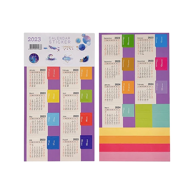 Pegatinas de calendario Kawaii, pegatinas de calendario mensual,  marcapáginas, cuaderno, Agenda, planificador, etiquetas de índice,  papelería, 2 hojas, 2024-2025 - AliExpress