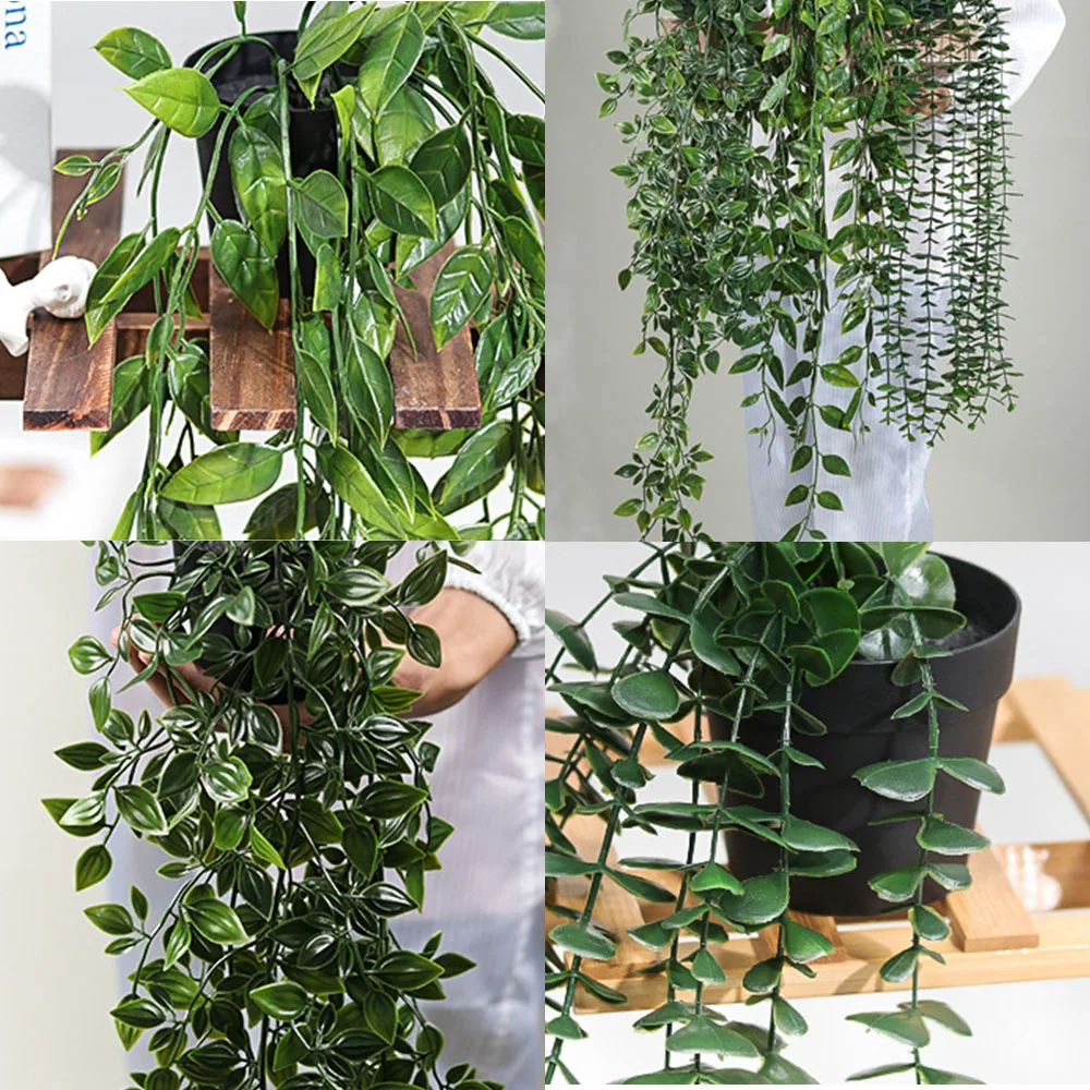 1pc Artificial Eucalyptus Rattan Hanging Plant Potted Green Plant Mandala Vine Suitable for Wall Room Home Interior Shelf Decor images - 6