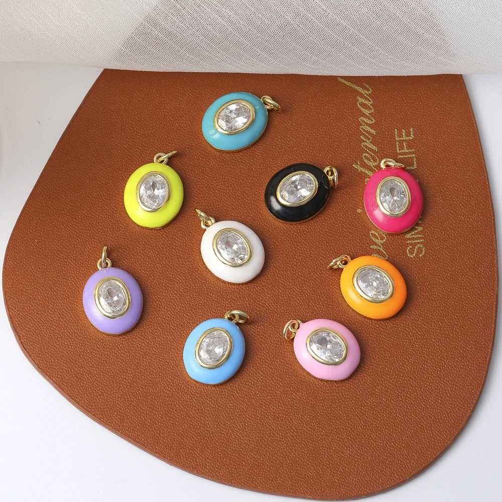 Juya 18K vergoldet handgemachte Cz Candy Farbe Liebe Herz Quadrat ovale Form Emaille Charms für DIY Frauen kreative Schmuckherstellung – Detail 5
