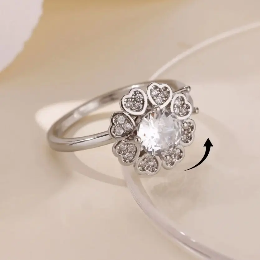 Luxury Fidget Spinner Knuckle Rings For Women Anti Anxiety