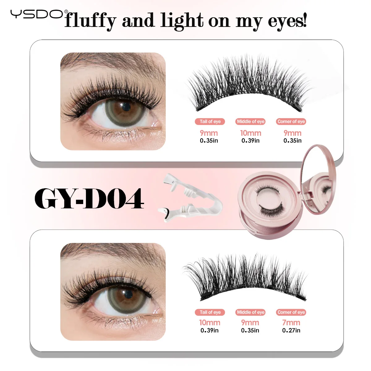 Magnetic Eyelashes Glue Free Reusable Natural Faux Mink Lashes Handmade Fluffy False Eyelashes With Magnetic Tweezers Set Makeup fake eyelashes