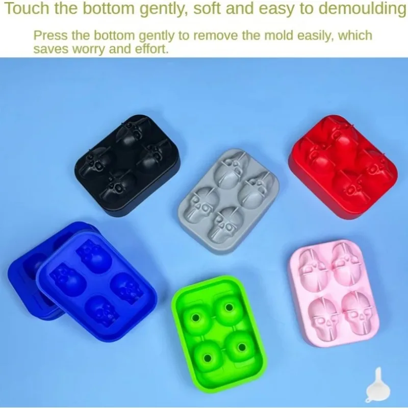 3D Skull Silicone Mold Ice Cube Tray Mould Ice Cube Maker Ball Mold Whiskey Wine Cocktail Ball
