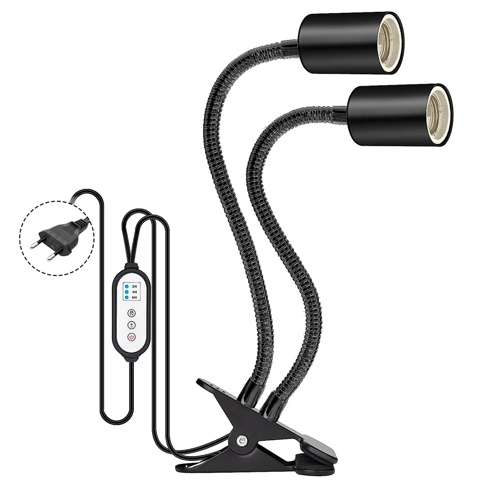 Reptile Heating Lamp Reptile Heat Lamp Rotating Double-Head Reptile Light Bracket UVA/UVB Bulb 25W/50W/75W for Turtle Lizards Snake Plants