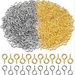 200pc Small Tiny Mini Eye Pins Eyepins Hooks Eyelets Screw Threaded Gold Silver Clasps Hooks Jewelry Findings For Making DIY 8x4