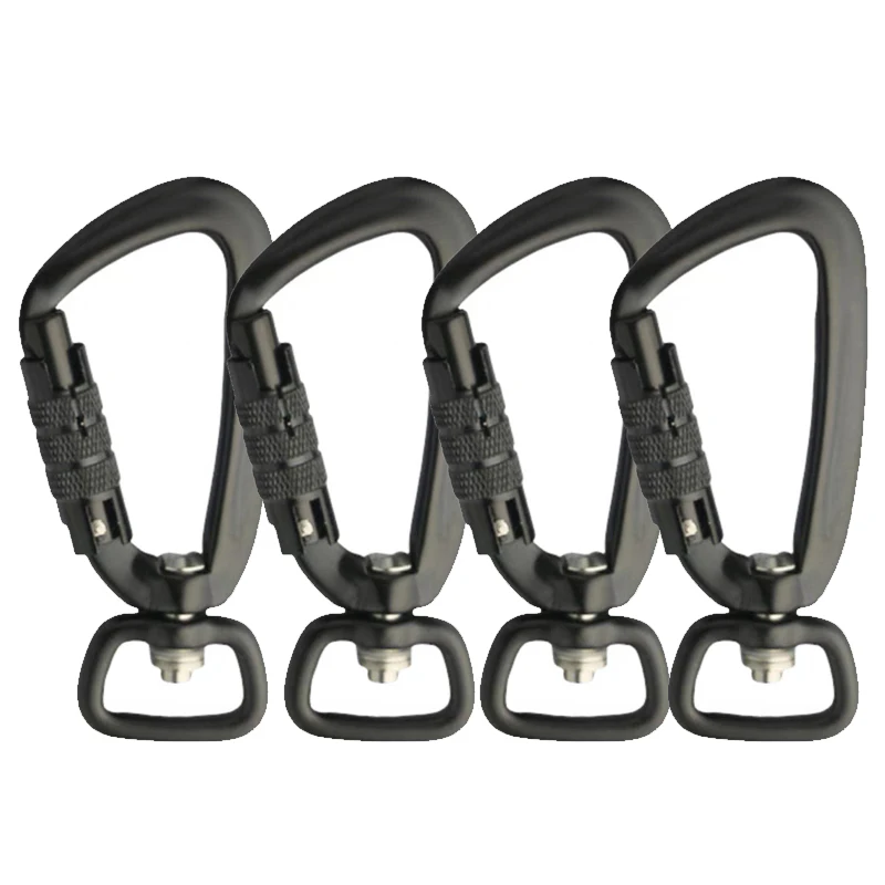 4KN Survial Rescue Mountaineering Carabiners Hook D-Ring 360&deg; Rotatable Spinner Keychain Rope Swivel Carabiner Clip 7075 Aluminu climbing carabiner