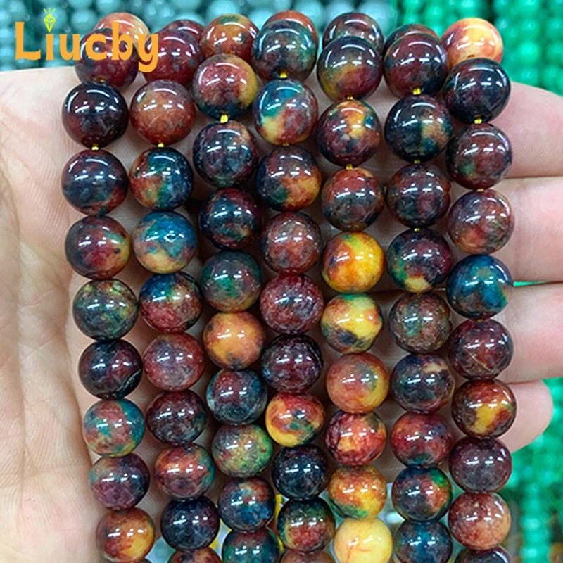 

Round beads Natural stone Optimize colored jade Handmade for Jewelry Making DIY Eye-catching Bracelet 15" Wholesales 6/8/10/12MM