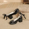 Chunky Block Pumps for Women Slip On Low Heel Closed Round Toe Dress Classic Mid Square Shoes Wedding Party Mary Jane Shoes 5