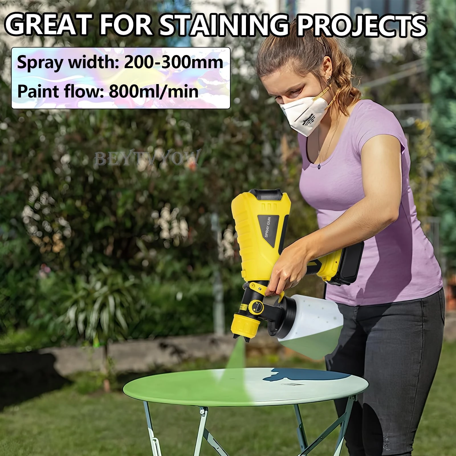 Cordless Paint Sprayer Compatible with Dewalt 20V Battery HVLP Spray Paint Gun B