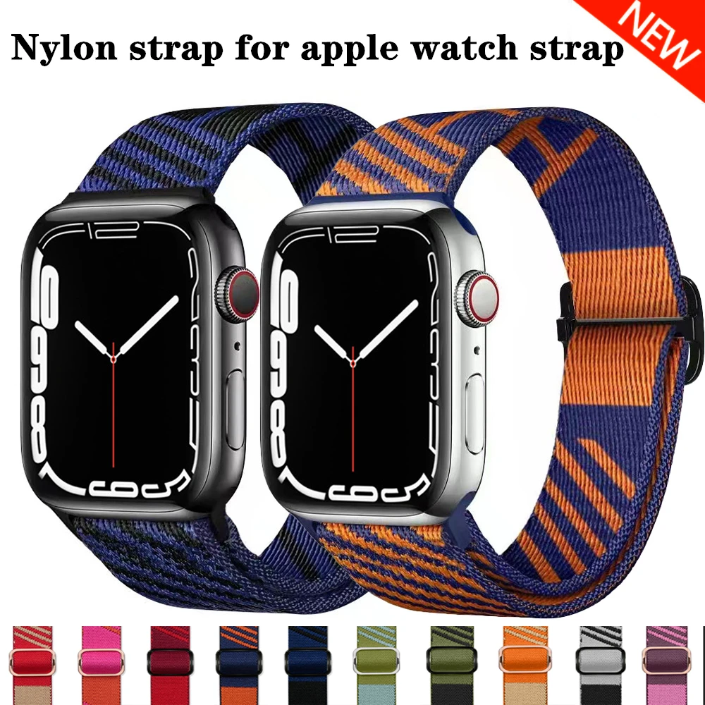 

Ремешок нейлоновый для apple watch, регулируемый браслет для iwatch series ultra 8 7 SE 6 5, 44 мм 45 мм 49 мм 40 мм 41 мм 38 мм 42 мм