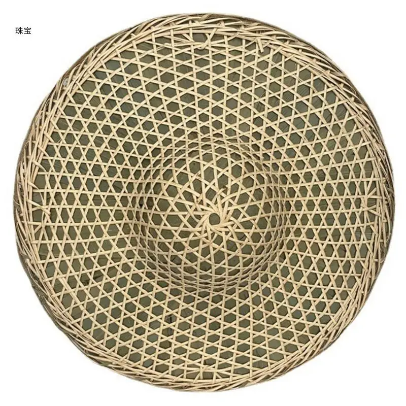 

X5QE Bamboo Weaving Wide Brims Fishing Hat Summer Hat Outdoor Bamboo Hat for Adult Teens Skin Friendly Outdoor Sunproof Hat