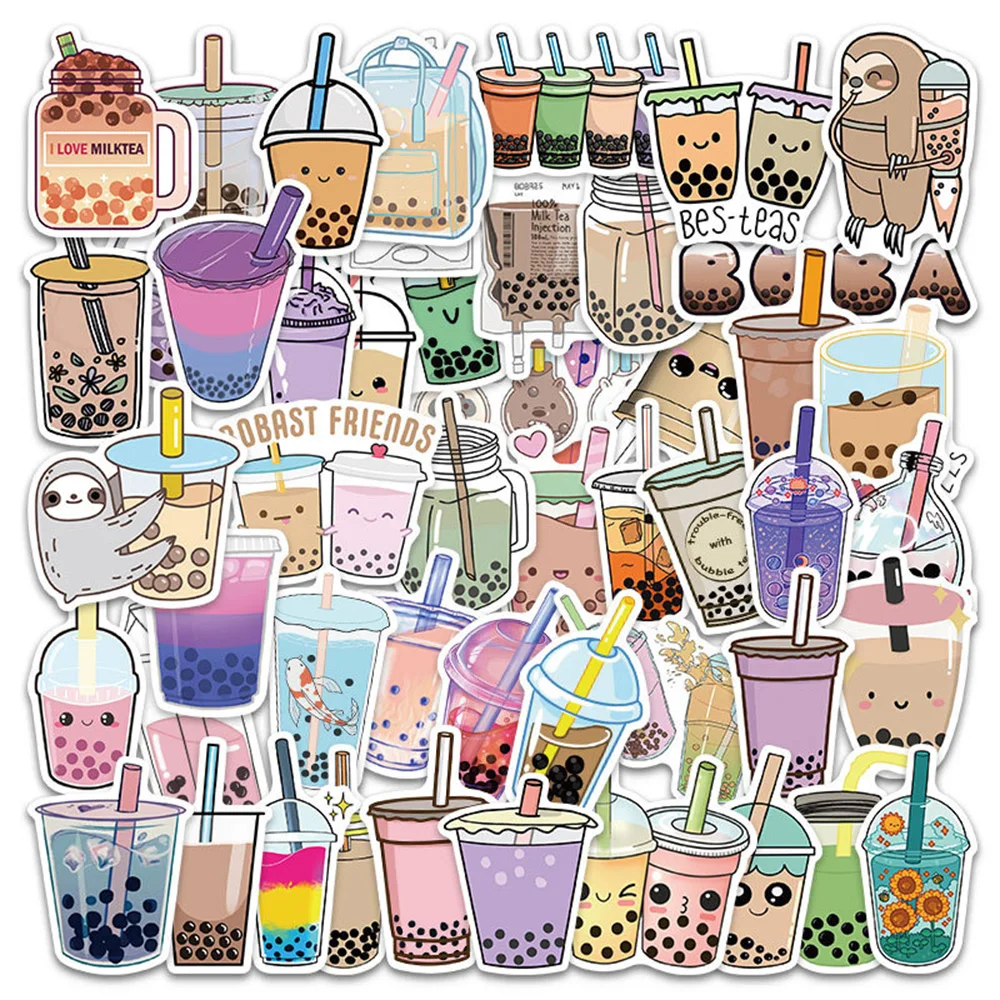 

10/30/50pcs Cute Cartoon Pearl Milk Tea Drink Stickers Funny Sticker DIY Phone Case Water Bottle Luggage Kawaii Graffiti Decals