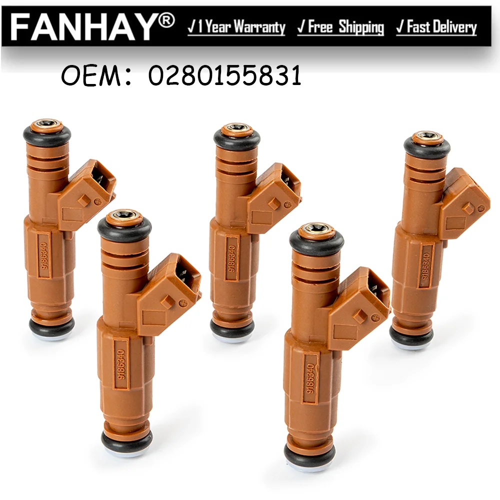 

5PCS/Set Auto Fuel Injectors Nozzle For Volvo V70 S70 C70 S80 XC70 XC90 2.0L 2.5L 2.4L 2.9L 2.8L 1998-2009 OE 0280155831