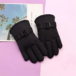 Children's Waterproof Thermal Winter Mittens - Full Finger Snow Gloves (Black 8 to 13 Years)
