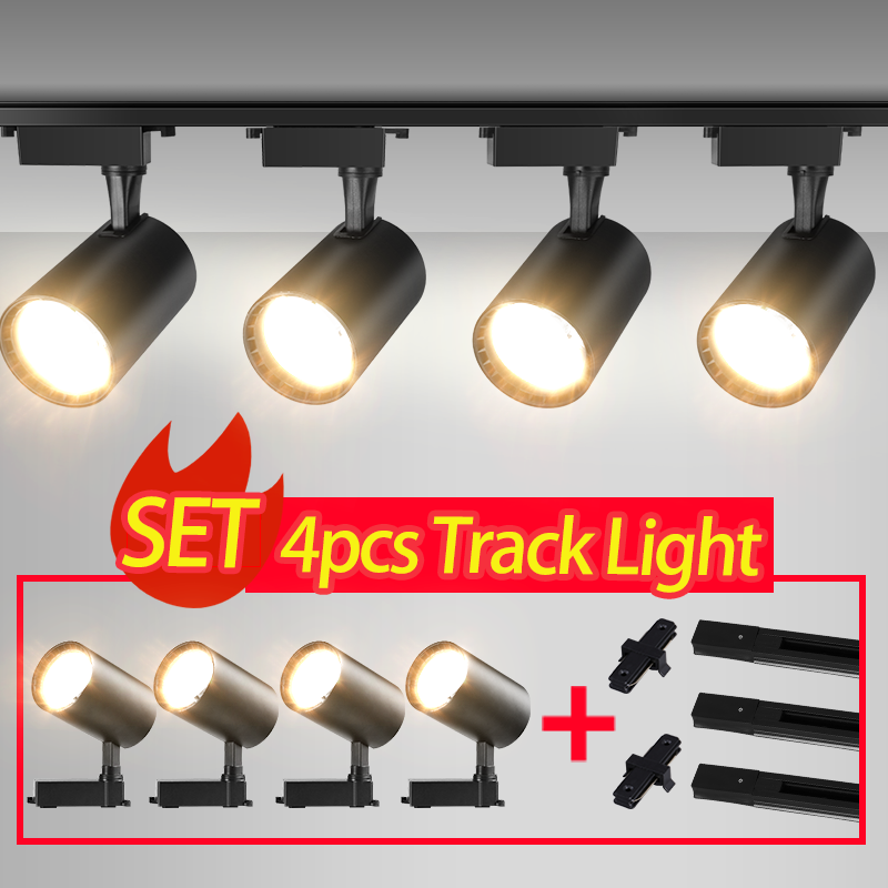 Whole Set 220V Led Track Light Fixture Rail Lighting System 20/40W COB Ceiling Track Lamp For Clothing Shop Living Room Home