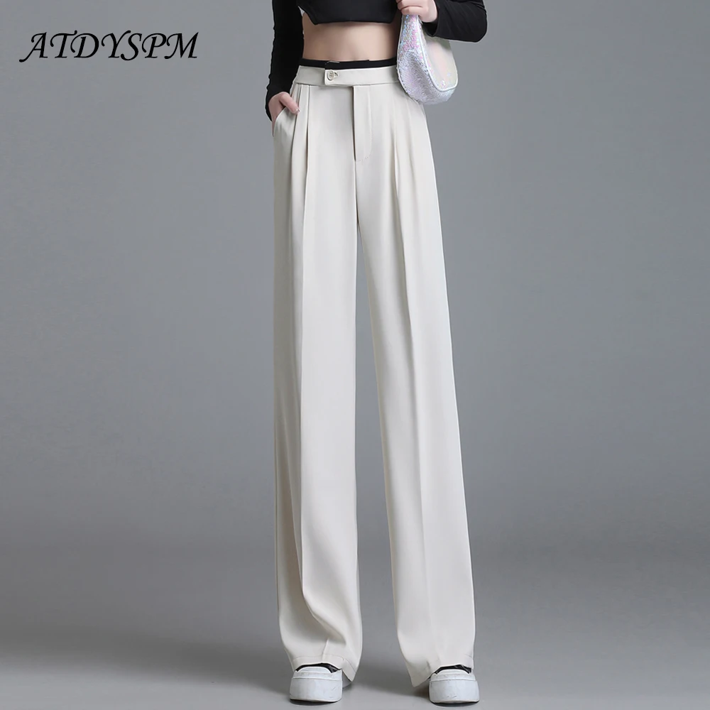 

High Waist Wide Leg Pants for Women New Loose Long Straight Trousers Elegant Ladies Draped Suit Pants Female Casual Clothing