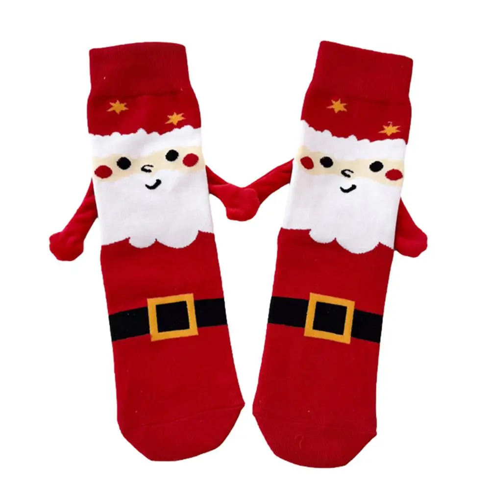Scinzene 2 Paia Calzini Natalizi Magnetici Per Coppie - Divertenti Con Cartoni Animati, In Cotone, Regalo Di Natale Uomo E Donna (Taglia XL)