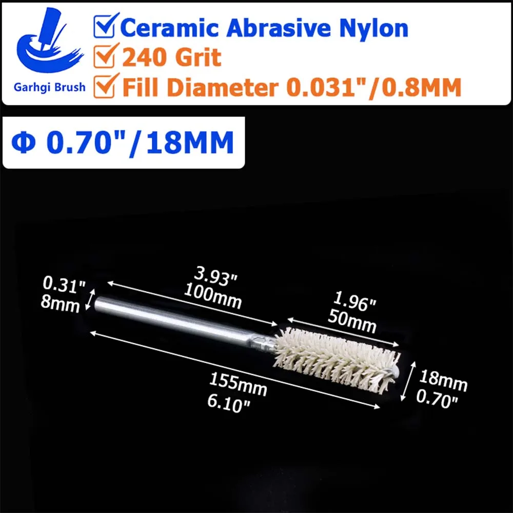 Ceramic Abrasive Nylon Tube Brushes for Surface Prep and Polishing