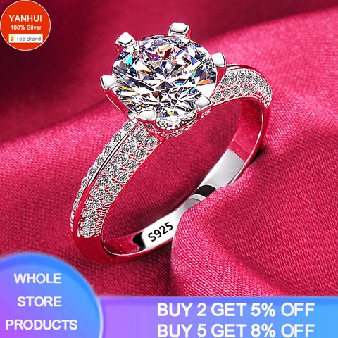 Fade Luxury Original Rings For Women Engagement Gift Proposal Jewelry Bride Wedding Bands Allergy Free (Sent Earrings)