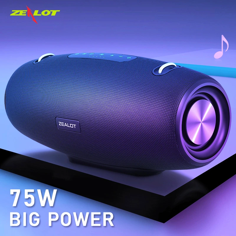 Bluetooth Speaker Woofer Speaker ZEALOT S67 75W Bluetooth Speaker Outdoor Wireless Subwoofer High Power Heavy Bass Stereo Surround Sound