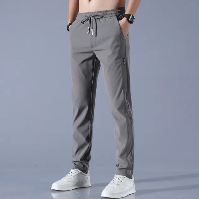 Straight tube ice silk pants for men's business trend, sagging casual pants, summer thin wide leg pants youngsters - Image 4