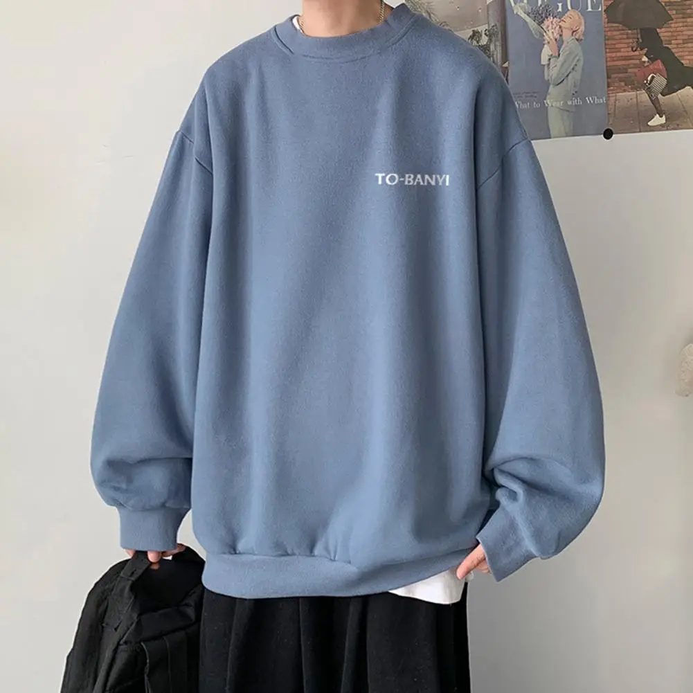 

Men Sweatshirt Streetwear Style Men's Oversized Pullover Warm Long Sleeves Letter Print Ideal for Fall/winter Fashion Daily