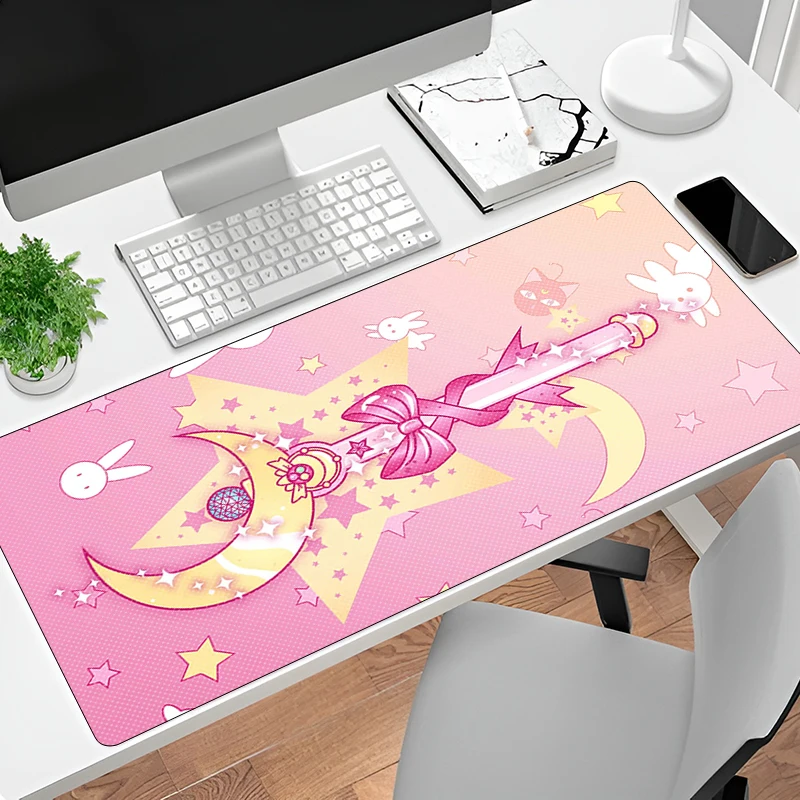 

Pink Mousepad Sailor Moon Kawaii Table Mat Laptop Anime Girl Large Mouse Pad Custom 900x400 Carpet Keyboard Office PC Mouse Mats