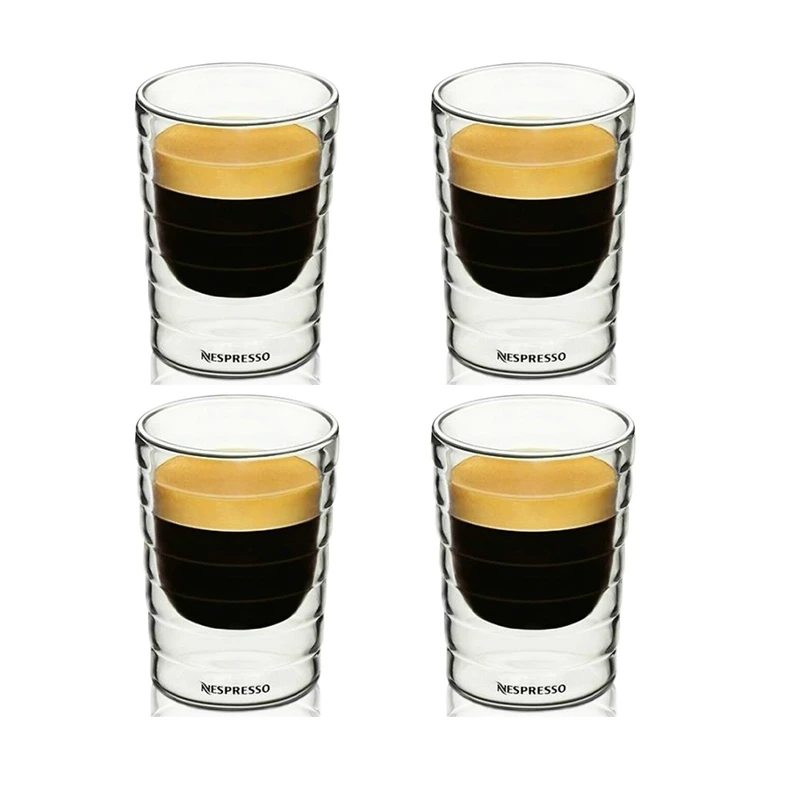 Nespresso Coffee Mugs Set Double Glass Coffee Cup Transparent Insulated