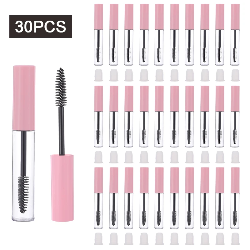 

10ml black pink PETG cosmetic packaging liquid eyelash growth serum bottle empty refillable mascara tube with wand brush