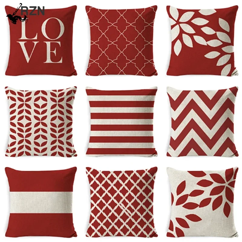 

New Geometry Cushion Cover Home Decor Pillow Cover Red Geometric Pillowcase Decorative Pillows For Sofa Seat Home Decor 45x45cm