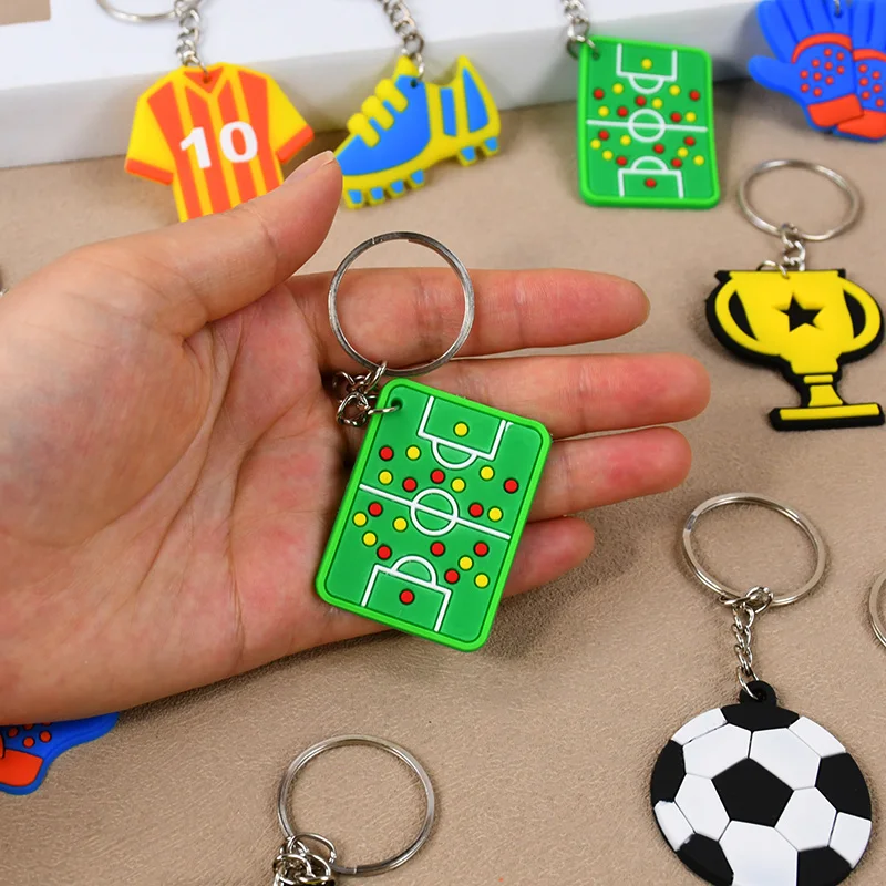 6/12Pcs Soccer Party Favors Keychain Kids Sports Theme Birthday Party Silicone Football Pendants Goodie Bag Pinata Fillers Toy