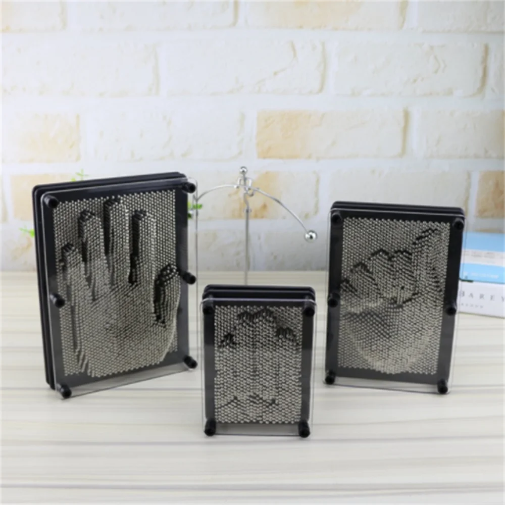 

3D Pin Art Metal Pinart Figurines Miniature DIY Clone Shape Variety Needle Carving Child Get Face Palm Desk Office Home Decor