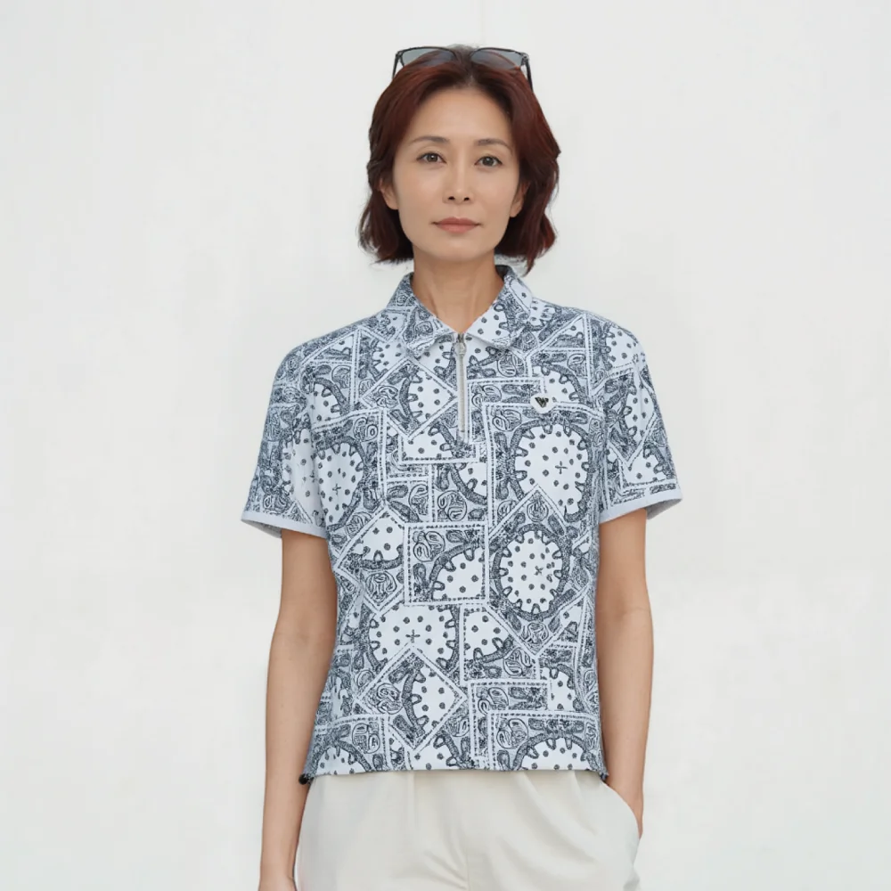 DESCENTE Golf Women's Line Point Cool Mesh Short Sleeve T-Shirt