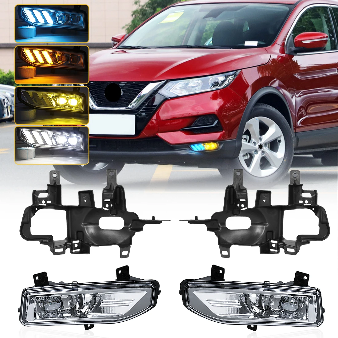 LEDFogLampsForNissanQashqai201820192020DRLDaytimeRunning