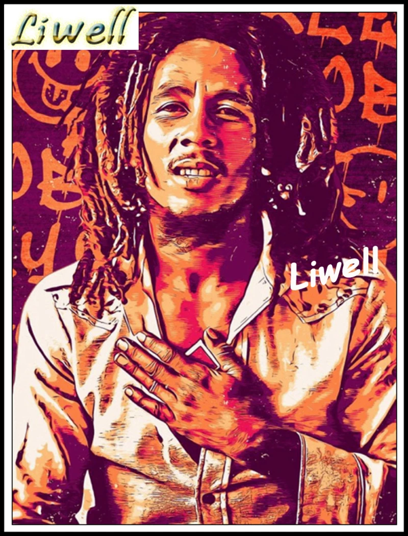 家の装飾のためのガメとボブマーリーの絵,落書き,愛の桃の