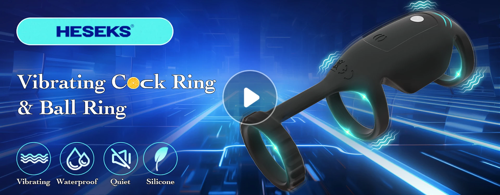 HESEKS Wearable Sleeve for Vibrating Cock Ring Vibrator Penis Testicles Delay Trainer G Spot Stimulator Sex Toys for Men Adults