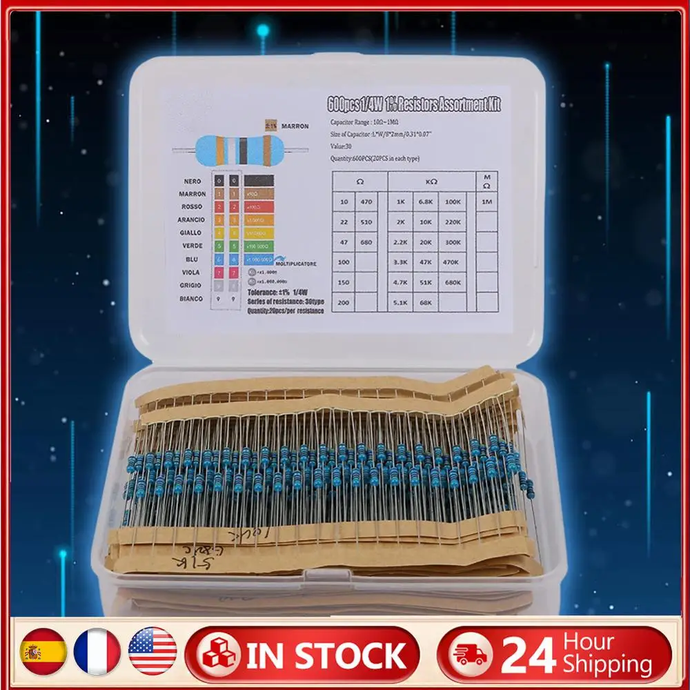 Metal Film Resistor Pack Assorted Kit 1% 1/4W
