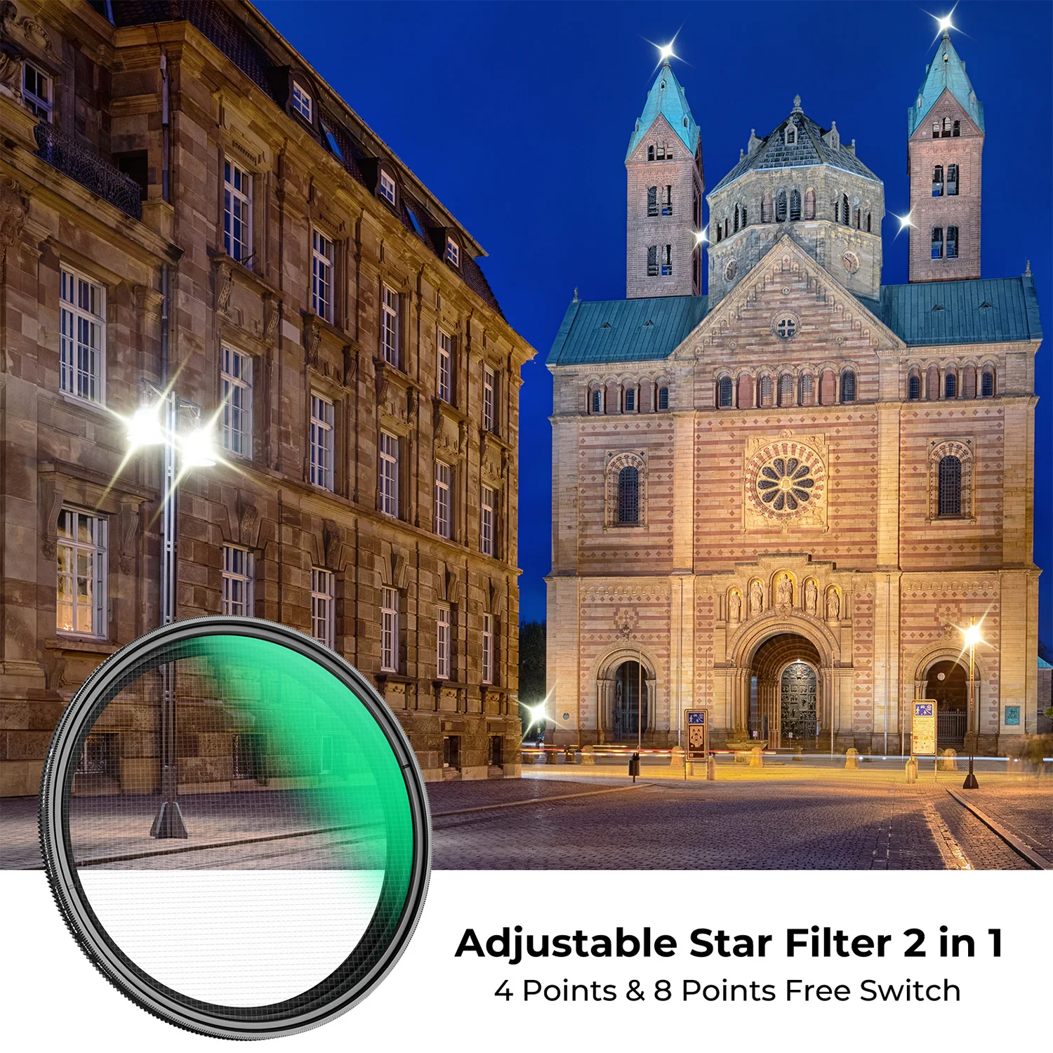 K&F Concept 82mm Star Filter for Lens 4-8 Points Variable Filter 82mm 77mm 52mm 58mm 72mm 67mm star focus filter camera 5