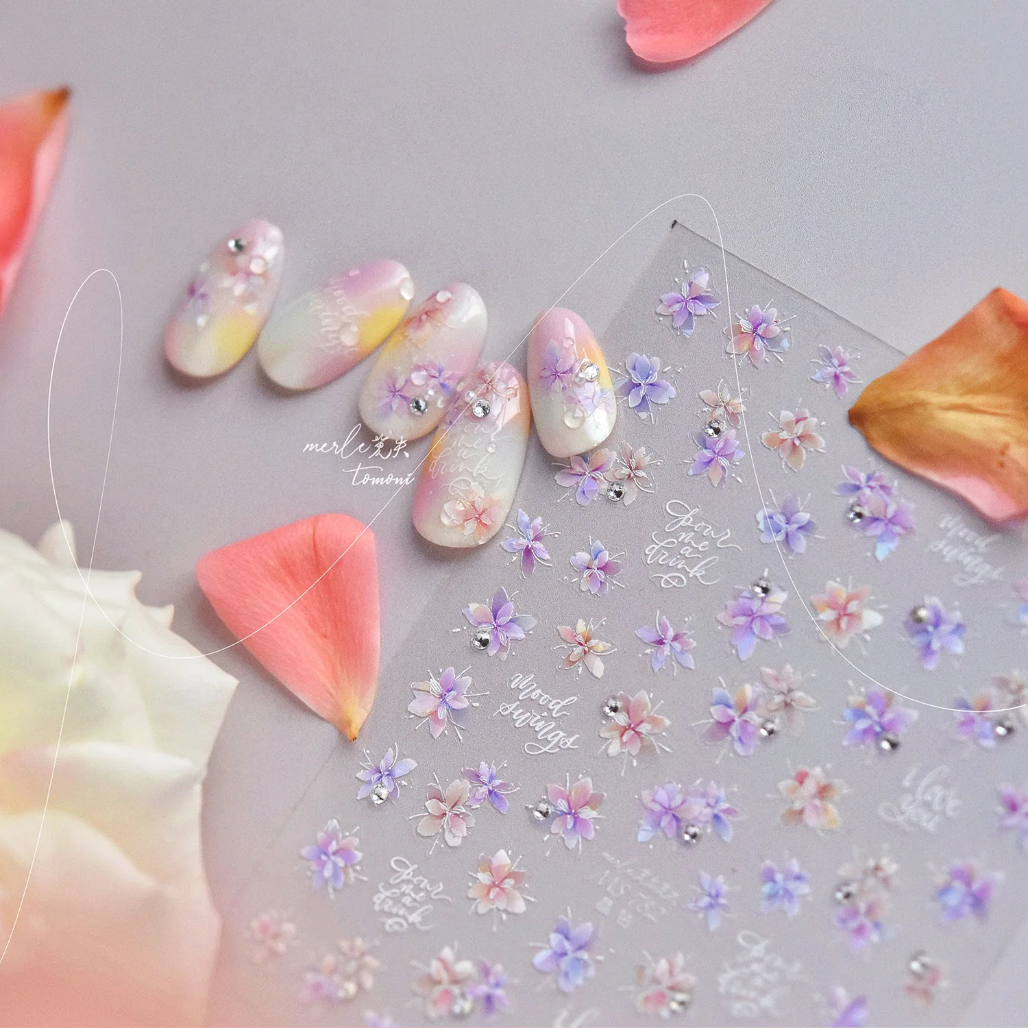 Cherry Blossom 5D Nail Art Stickers – Elegant Spring Petal Decals