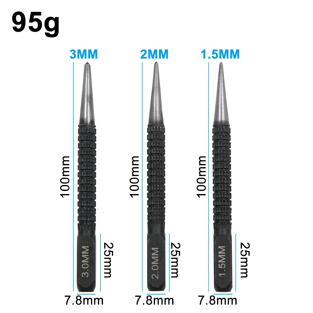 Center Punch Positioning Punch Drilling Fixer Black Cylindrical Nail Pin Tool Accessories 3PC center punch tool